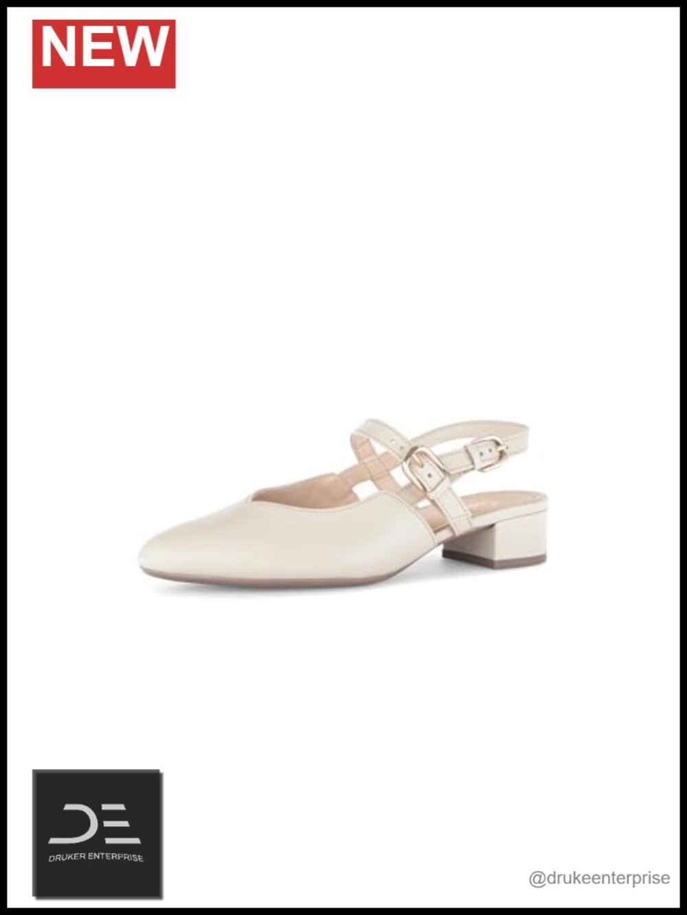Gabor Slingback Heeled Sandals Leather Block Heel Pointed Toe